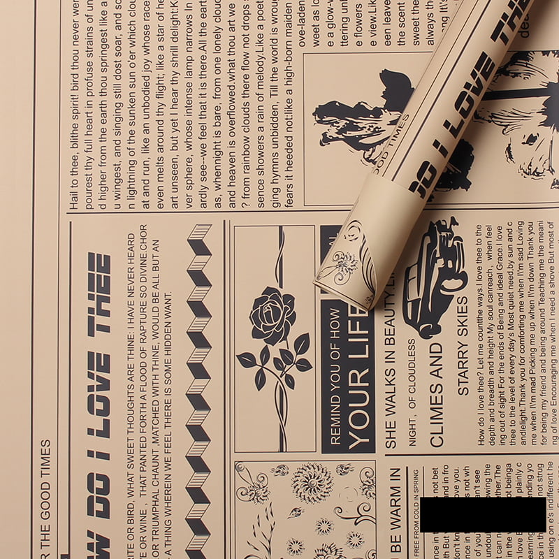 MYHC-21 Papier do pakowania kwiatów w stylu retro gazety ze skóry bydlęcej