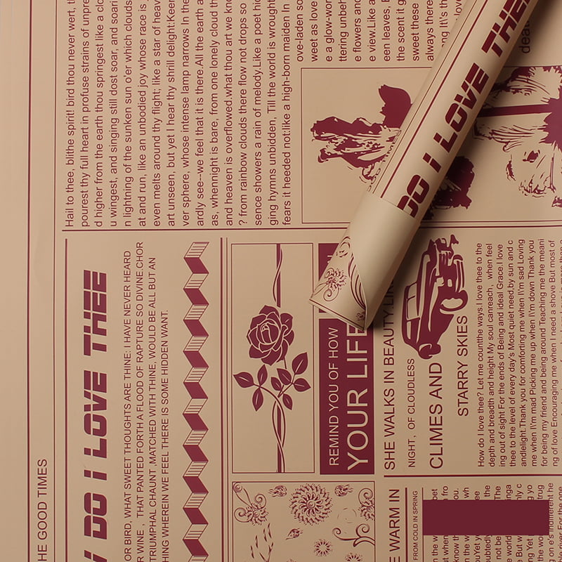 MYHC-21 Papier do pakowania kwiatów w stylu retro gazety ze skóry bydlęcej