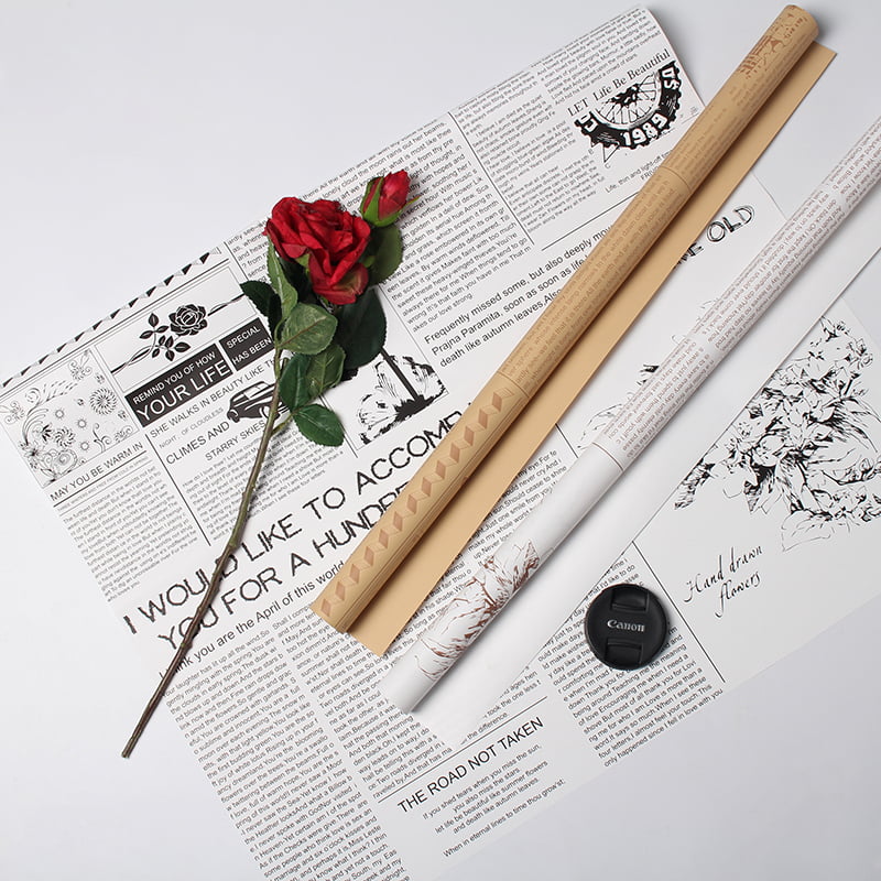 MYHC-21 Papier do pakowania kwiatów w stylu retro gazety ze skóry bydlęcej