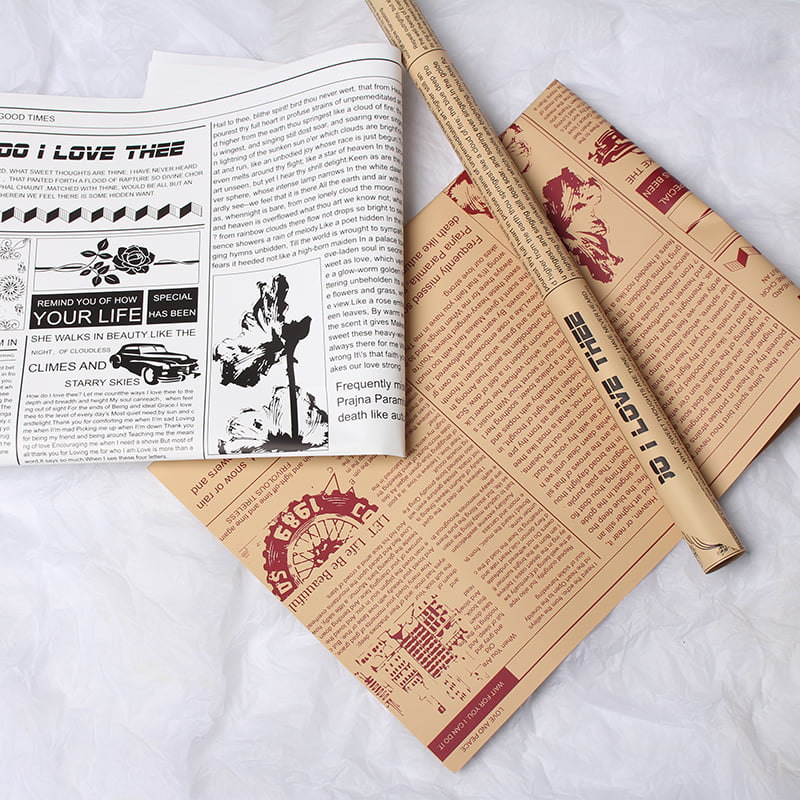 MYHC-21 Papier do pakowania kwiatów w stylu retro gazety ze skóry bydlęcej
