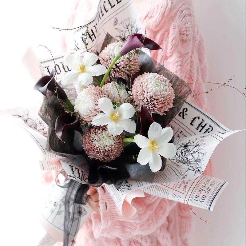 MYHC-41 Jednostronny papier do pakowania kwiatów ze skóry bydlęcej w stylu gazety