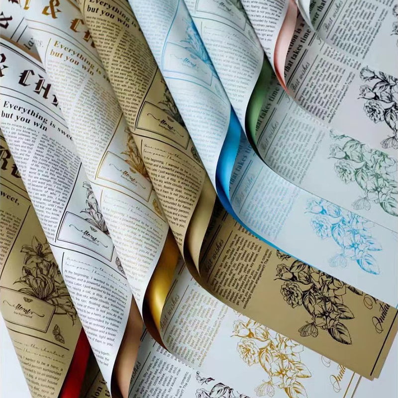 MYHC-41 Jednostronny papier do pakowania kwiatów ze skóry bydlęcej w stylu gazety