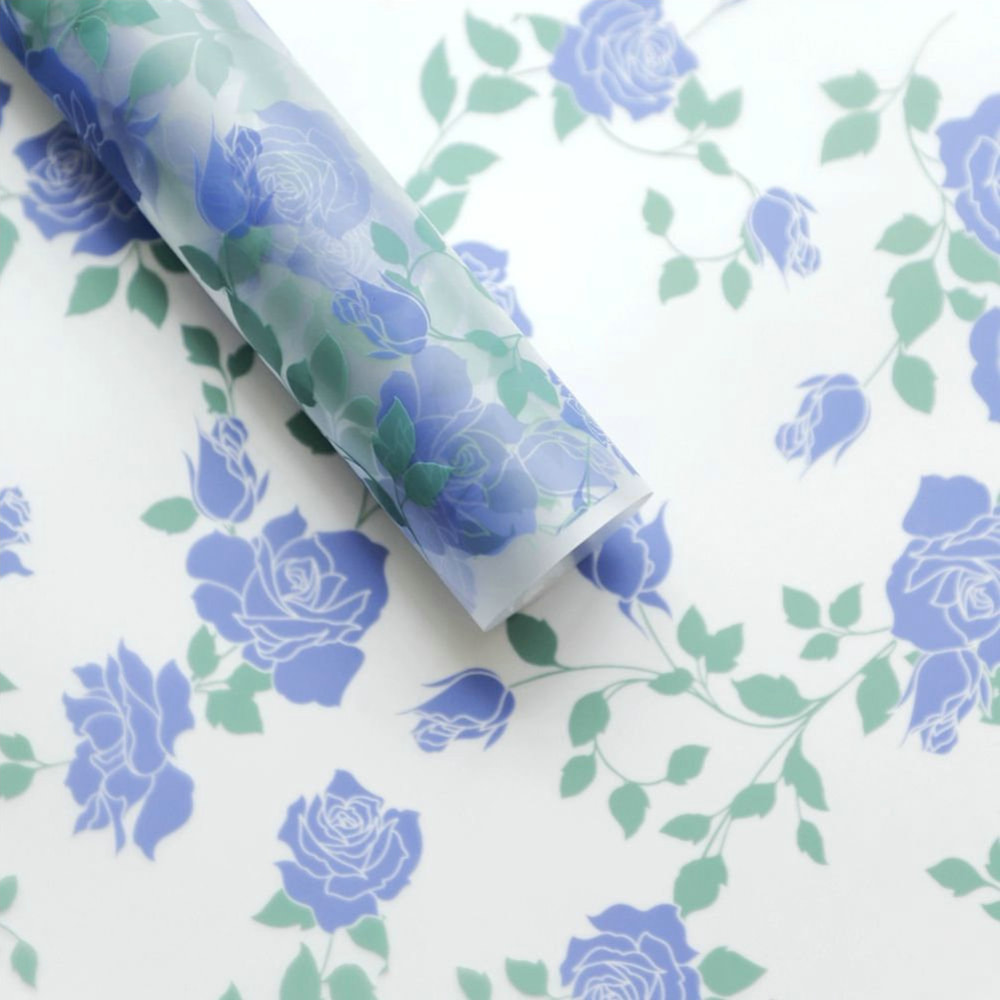 MYHC-79 Rose Print, dwukolorowa, przezroczysta folia do pakowania kwiatów