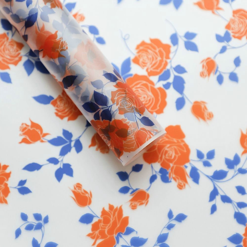MYHC-79 Rose Print, dwukolorowa, przezroczysta folia do pakowania kwiatów