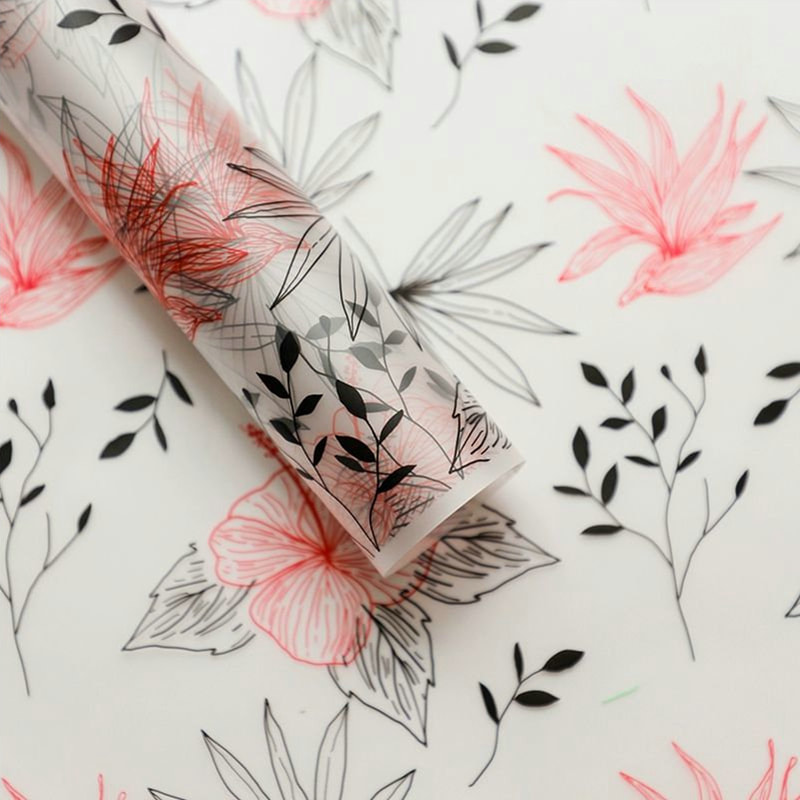 MYHC-80 Proste linie roślinne Przezroczysta folia Papier do pakowania kwiatów
