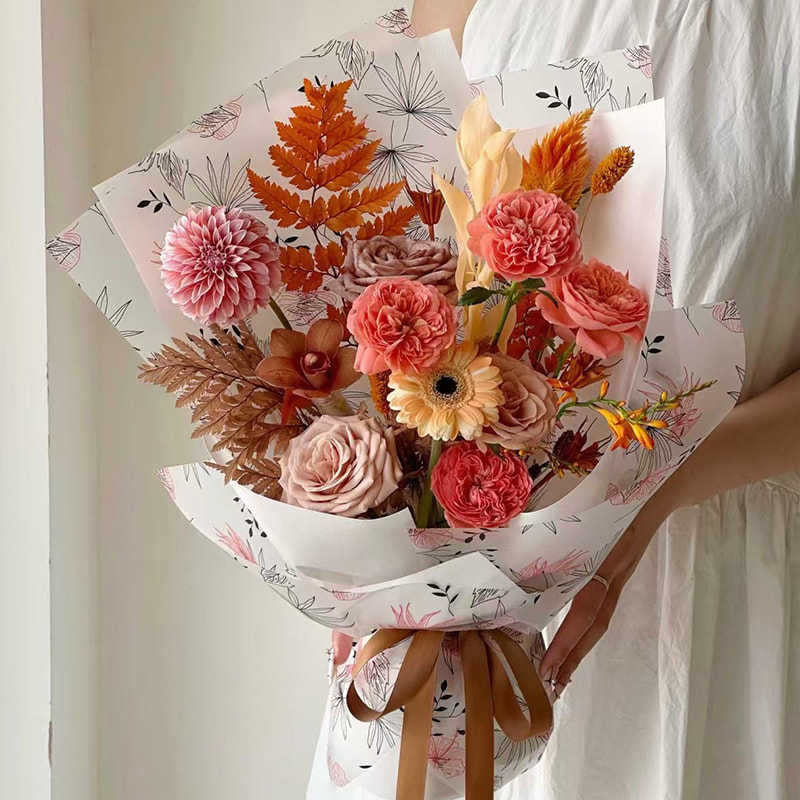 MYHC-80 Proste linie roślinne Przezroczysta folia Papier do pakowania kwiatów
