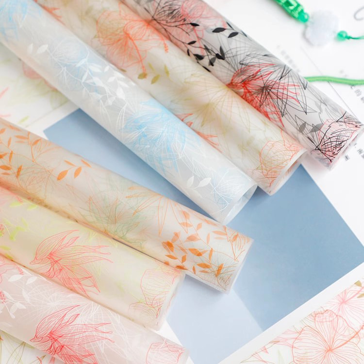 MYHC-80 Proste linie roślinne Przezroczysta folia Papier do pakowania kwiatów