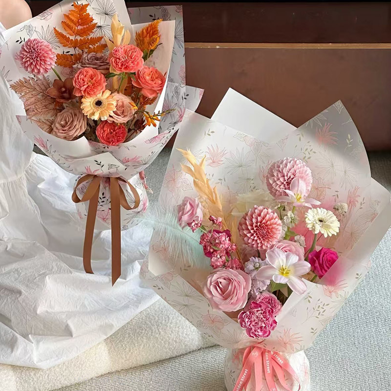 MYHC-80 Proste linie roślinne Przezroczysta folia Papier do pakowania kwiatów